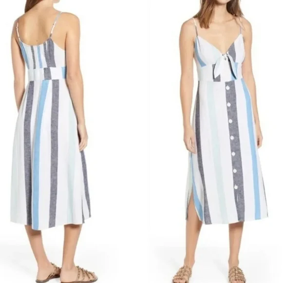 chinese dress ladies Mialeigh Linen Dress - Barton Blue – The Islands main image 0